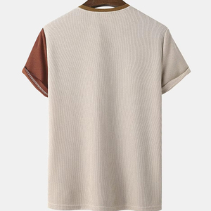 เสื้อยืดแขนสั้นผู้ชายสีคอรัล ทรงเข้ารูป คอกลม ผ้าเจอร์ซีย์คอตตอน ระบายอากาศได้ดี สีพื้น ความยาวปกติ - Product Image 6