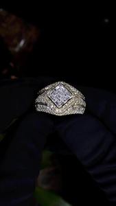 925 Sterling <b>Silver</b> <b>Ring</b> with Square Center Moissanite Stone Luxury <b>Mens</b> Fashion Statement Jewelry with Sparkling Finish - Product Image 2