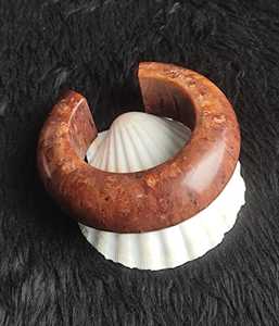 Bracelet manchette ouvert en forme de C, fait main, en résine marbrée extra épaisse, couleur ambre brun, bijoux pour femmes, vente en gros - Product Image 2