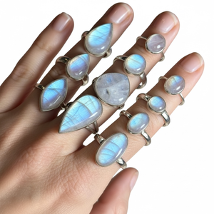 Wholesale Rainbow Moonstone <b>Ring</b> Silver Plated Gemstone Fashionable <b>Statement</b> <b>Ring</b> Trendy Party Wear - Product Image 3