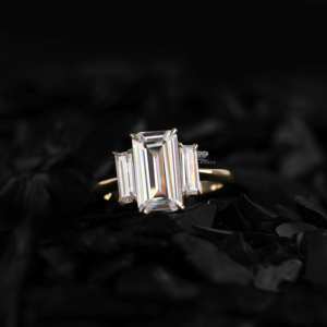 Three Stone Elongated Baguette Lab Grown Diamond Engagement <b>Ring</b> 14K Gold Minimalist Bridal Wedding <b>Ring</b> Manufacturer Supplier - Product Image 1