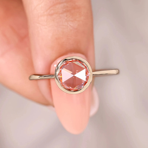 Anillo de Oro Amarillo con Corte Rosa Redondo, Anillo de Diamante Cultivado en Laboratorio de 1.00 Quilates con Corte Marquesa, Anillo de Compromiso, Anillo de Boda, Joyería, Anillo de 14k - Product Image 3