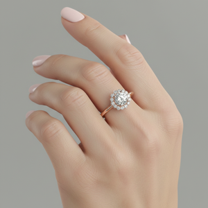 Anillo de Compromiso con Halo de Diamantes Cultivados en Laboratorio Stonewels, con Engaste de Puntas en Oro de 14K, Anillo Nupcial de Lujo Certificado - Product Image 5