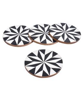 2026 New Arrival Classic Eco-Friendly Heat Resistant MDF/Resin Tea <b>Coaster</b> <b>Set</b> with Stripes Inlay Mats Pads Placemat Best Price - Product Image 2