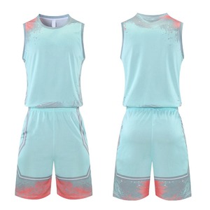Conjunto de Uniforme de Baloncesto Unisex Verde Menta y Rojo, Sublimado, Transpirable, de Poliéster para Adultos - Product Image 5