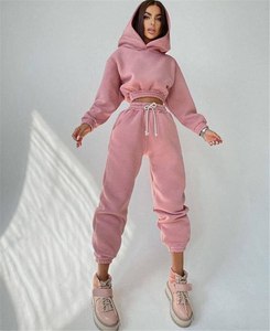 Ensemble de survêtement à capuche uni pour femme, manches longues, pantalon à cordon de serrage, coupe décontractée, vêtement d'automne, 100 % coton, design respirant - Product Image 6