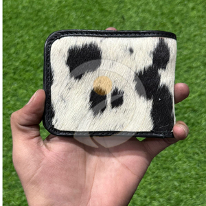 Wholesale Genuine Hair On Hide <b>Wallet</b> Mens <b>Compact</b> Cash Holder Handmade Premium Cowhide Leather Material - Product Image 3