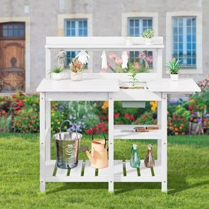 Resistente alle intemperie in legno giardino Workstation panca per invasatura all'aperto tavolo mensola di stoccaggio per piantare Patio cortile uso balcone - Product Image 2