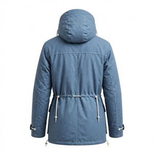Veste matelassée longue bleue pour homme, imperméable, décontractée, avec capuche, poches, col montant et fermeture éclair - Product Image 2