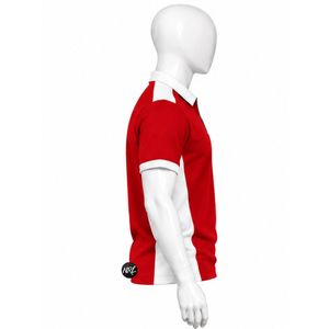 Men's <b>Red</b> And White Color Blocked Short Sleeve Zipper <b>Polo</b> <b>Shirt</b> Knitted Quick Dry Casual Style Premium and High Quality Trendy - Product Image 4