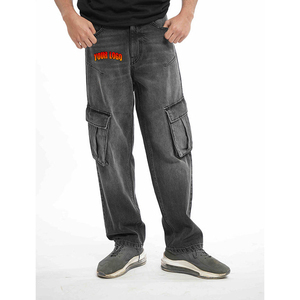 Pantalones Vaqueros de Mezclilla para Hombre, Estilo Vintage Oscuro, Lavado a la Piedra, Corte Recto, Transpirables, Estilo Urbano Hip Hop, Personalizados y de Gran Venta - Product Image 4