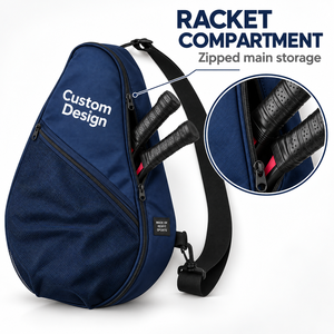 Sac de transport pour raquette de squash bleu marine, design personnalisé avec poche avant zippée en mesh et sangle réglable pour équipement de terrain - Product Image 5
