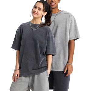 T-shirts unisexes en coton biologique tricoté 100 %, coupe oversize, imprimés par transfert thermique, délavage acide, 240 g, style streetwear hip-hop, vente en gros - Product Image 1
