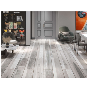 Azulejos de porcelana con efecto madera, antideslizantes, acabado mate, 200x1200mm, 10mm de grosor, color marrón, gris, blanco, amarillo, estilo rústico para interiores. - Product Image 1