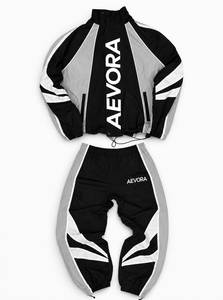 New Arrival Custom Unisex Hooded Casual Solid TrackSuit <b>Black</b> Gray <b>Windbreaker</b> Sportswear OEM Wholesale Manufacturer Supplier - Product Image 2