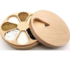 Wooden Spice <b>Box</b> <b>With</b> Glass <b>Lid</b> <b>Decorative</b> Masala Dabba 9 Fixed Compartments & Spoon Spice Storage Container - Product Image 5