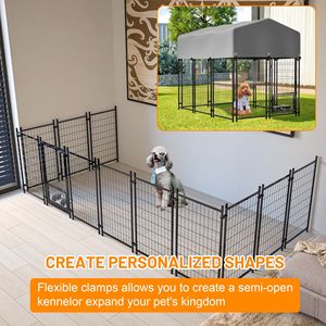 Enclos pour chien robuste avec toit extérieur XXL 4.23FT X5.82FT X4.83FT, en treillis soudé, résistant aux UV et imperméable, pour grands chiens - Product Image 5