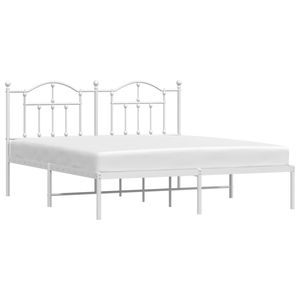 Cadre de lit double en acier blanc thermolaqué, cadre de lit en métal - Product Image 3