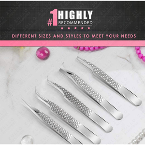 Juego de Pinzas Profesionales para Extensión de Pestañas, 5 Piezas, Acero Inoxidable, Punta Puntiaguda, Herramientas para Pestañas para Salón y Belleza - Product Image 2