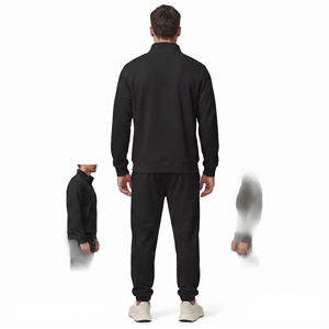 Chándal de punto de poliéster transpirable y ligero para hombre con cremallera de cuarto, ideal para invierno y ocio, con logo personalizado, modelo jogger en blanco, venta al por mayor. - Product Image 2