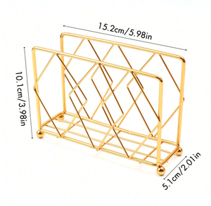 Porte-serviettes en métal doré, support géométrique pour serviettes, organisateur de table de cuisine, décoration moderne pour la maison, comptoir de restaurant, hôtel, bar - Product Image 6
