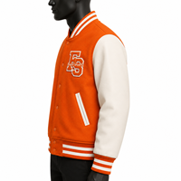 Veste universitaire en laine de haute qualité personnalisée pour hommes et femmes, orange, broderie vintage, patch, veste de baseball, veste bomber, streetwear