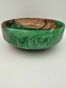 Bol de service artisanal en résine, motif bois vert, pour salade et fruits, personnalisable avec logo, passe au lave-vaisselle, vaisselle pour mariage, maison, cadeaux - Product Image 4