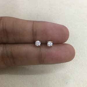 Brilliant Cut Natural Diamond Solitaire <b>Stud</b> <b>Earrings</b> Womens 0.21 Cttw 925 <b>Sterling</b> <b>Silver</b> Rhodium Plated Prong Set 2.5mm Trendy - Product Image 4
