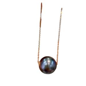 9-10mm Natural Tahiti Seawater <b>Pearl</b> Pendant 18K Gold Strong Light Black Roadside <b>Necklace</b> with 925 Sterling <b>Silver</b> - Product Image 5