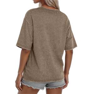 T-shirt en jersey de coton à manches courtes pour homme, coupe ample, couleur unie, col rond, coupe décontractée, longueur normale, tissu tricoté - Product Image 6