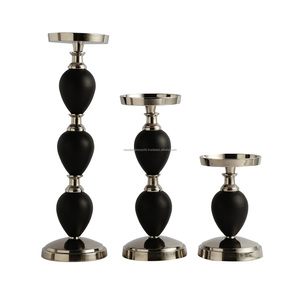 Premium Polished <b>Silver</b> Matte Black Aluminum Handmade Eco-Friendly Flameless Candle Stands Contemporary Trio Set for Christmas - Product Image 1