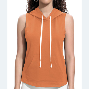 Débardeur à capuche sport pour femme, séchage rapide, respirant, en tissu tricoté, pour entraînement fitness en extérieur, course à pied et yoga - Product Image 1