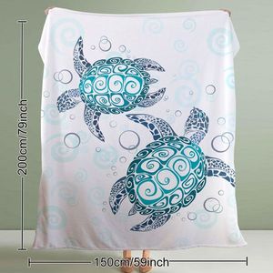 Couverture en polaire super douce 3D en forme de tortue de mer pour femmes et hommes, couverture de lit en polaire corail - Product Image 5