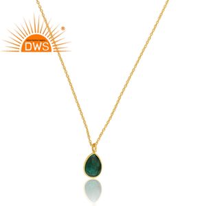 Collier avec pendentif en argent sterling de qualité supérieure plaqué or 18 ct avec émeraude naturelle et corindon, fabricant de bijoux fins Demi - Product Image 3