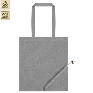 Recycled Cotton <b>Foldable</b> Shopping <b>Bag</b> 225 GSM Grey Self Handle Custom Logo Wholesale OEM Grocery Tote Manufacturer Exporter - Product Image 1
