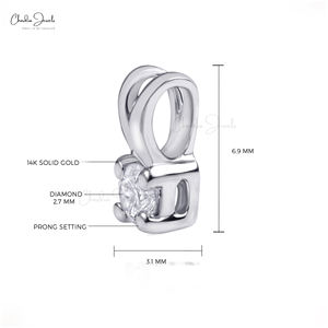 Oferta Especial 2026: Colgante de Diamante Blanco Natural de Corte Redondo de 2.7mm en Oro Blanco de 14k, Joyería al por Mayor - Product Image 2