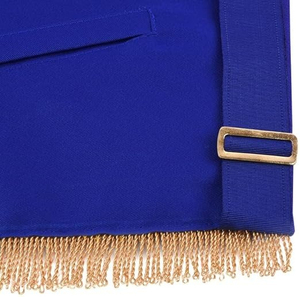 Custom Embroidered Leather V-Neck Masonic Apron Safety <b>Pin</b> Blue Gold Fringe Lodge Badge <b>Sew</b>-On Classical Style Garment - Product Image 5