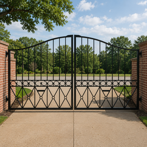 Black Wrought Iron Double Driveway <b>Gates</b> <b>Arched</b> Security Entrance <b>Gate</b> for Villa Mansion Garden Boundary Outdoor Decor Luxury - Product Image 1