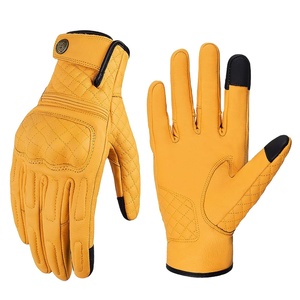 Guantes de cuero para motocicleta, guantes transpirables de verano para motociclismo con dedo completo, guantes Retro para Motocross con pantalla táctil - Product Image 1