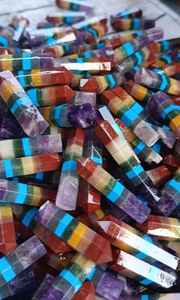 Pointe de guérison des sept chakras à double terminaison, pointe de chakra en forme de crayon, pointe de chakra collée en gros pour la guérison - Product Image 5