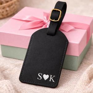 GenCustom Genuine Leather Luggage <b>Tags</b> Luxury Travel Accessories Privacy Flap <b>Suitcase</b> Labels Wholesale New LMP-0270 - Product Image 3