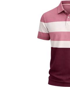 Camiseta Polo de Algodón para Hombre, Rayas Rosa y Borgoña, Corte Clásico, Manga Corta, Ropa Casual de Verano, Fabricante OEM, Suministro al por Mayor - Product Image 2