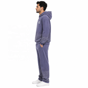 Conjunto de Sudadera con Capucha y Pantalones de Felpa con Diseño de Puntos Degradados para Hombre, Estilo Urbano, Corte Holgado, Proveedor Mayorista OEM - Product Image 2