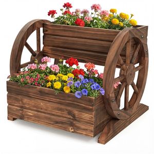 Jardinera Elevada de Madera de Abeto Carbonizada de 2 Niveles, Estilo Clásico, con Orificios de Drenaje, para Hierbas y Vegetales, Apta para Macetas - Product Image 3
