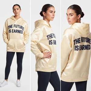 Sweat à capuche oversize pour femme 100 % polyester, épaules tombantes, style sportswear, broderie chenille en polyester épais pour femme - Product Image 1