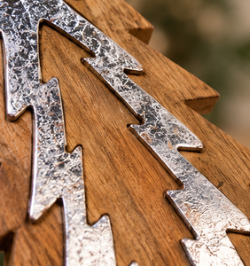 Sapin de Noël en bois superposé fait main avec étoile en métal argenté, décoration d'intérieur pour table - Product Image 3