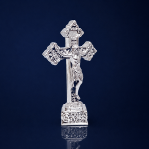 Idole de Jésus plaquée argent 999 de Jaipur Metals |   Statue chrétienne 100% en laiton |   5 x 3 x 7,5 cm |   74 g |   Cadeau religieux - Product Image 4