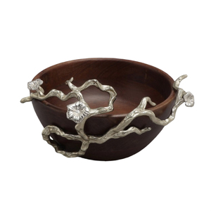 Tazón para Servir Ensaladas de Madera de Acacia de Calidad Deluxe con Detalles Decorativos de Cangrejo en Peltre, Vajilla Náutica Premium, Tazón para Mezclar Frutas - Product Image 4