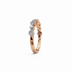 Trendy Design Radiance Lab Grown Diamond Band Marquise & Round Cut 9-Stone IGI Certified <b>Ring</b> in 18K Rose Gold for Women's - Product Image 2