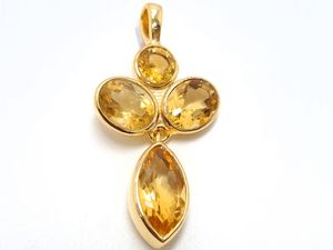 Colgante de Citrino Natural en Plata de Ley 925 con Baño de Oro de 14K, Colgante de Abeja y Libélula, Piedra de Nacimiento de Noviembre, Regalo para Ella - Product Image 6